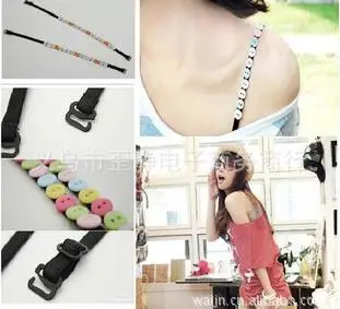 J011 new Fashion small buttons multi-purpose Bra Shoulder Strap cross belt candy color plastic buckle 10pcs/lot random | Женская одежда