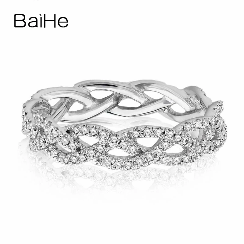 

BAIHE Solid 18K White Gold H/SI Natural Diamond Ring Men Women Trendy Wedding Gift Fine Jewelry Making Elmas yüzük טבעת יהלום
