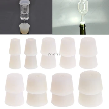 

2 Pcs Silicone Rubber Plug Stopper With Hole Airlock Valve Bubbler Wine Brew