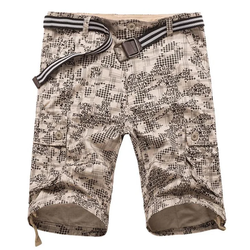 Летние Новые повседневные шорты мужские высотой до колена высокого качества хлопковые мужские s на открытом воздухе камуфляжные карго буквы шорты Ybermuda masculina