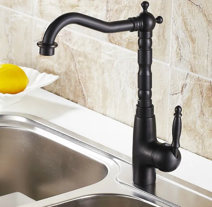 Kitchen & Bathroom Faucets Black Oil Rubbed Brass Kitchen Sink Faucet Hot And Cold Water Mixer Tap zsf071