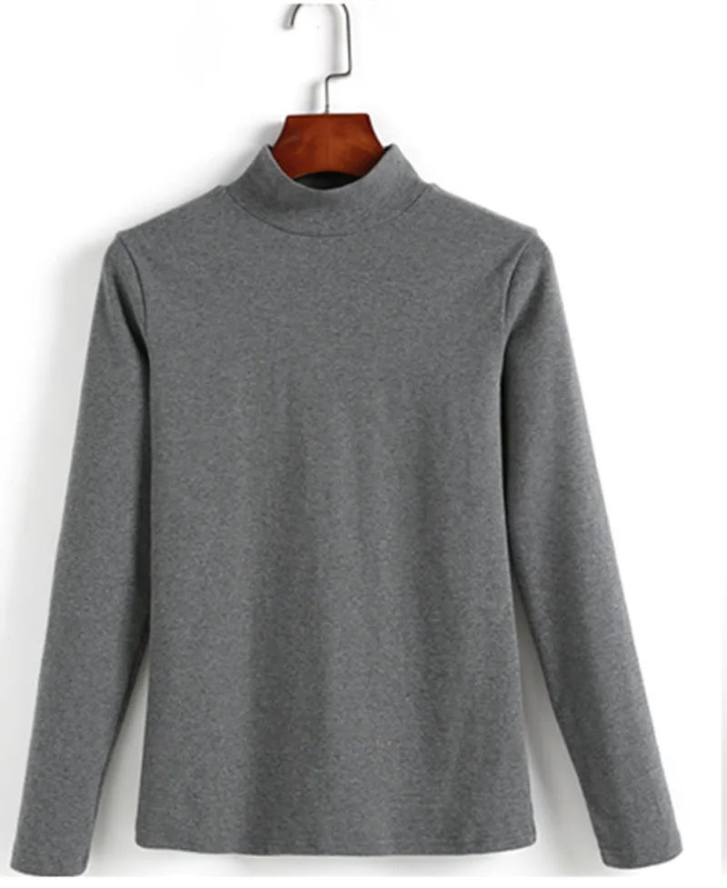 GIGOGOU, женский свитер, осень и зима, базовый, водолазка, свитера, длинный рукав, пуловер, свитер, женский, джемпер, хлопок, трико, топы - Цвет: Grey YSK218