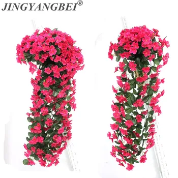 

Lifelike Violet Orchid Ivy Artificial Flower Hanging Plant Silk Garland Vine for Wedding Home Decoration