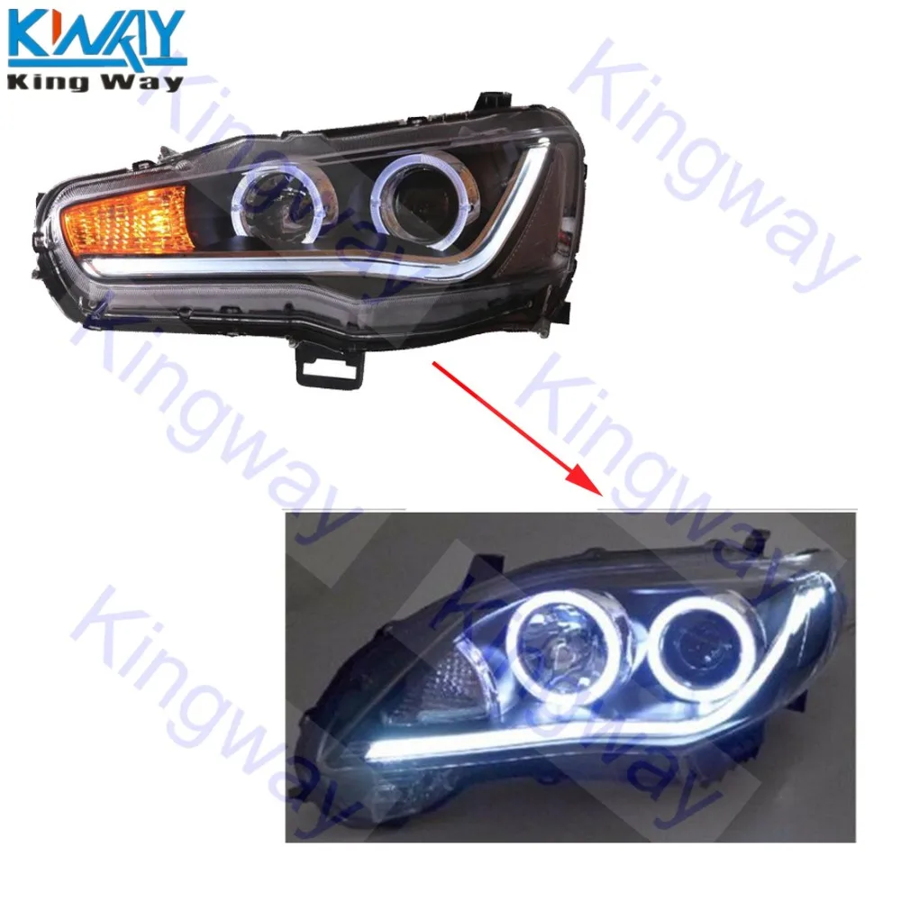 Бесплатная доставка King Way Pair LED Halo проектор фары для 2008 2016 Mitsubishi Lancer|Амортизаторы| |