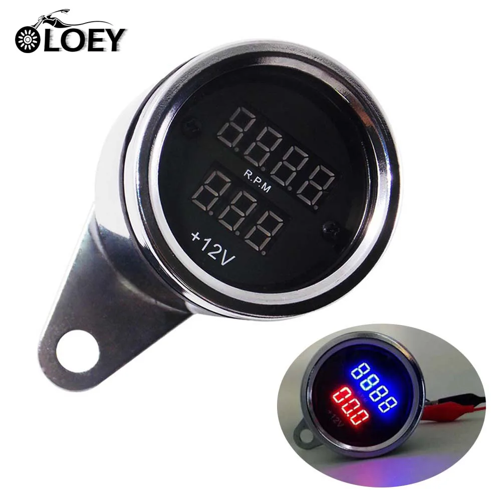 

12V Universal Motorcycle Meter LED Digital Tachometer Tach Gauge Voltage Display Combo Moto Scooter ATV Instruments Accessories
