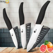 Набор керамических ножей 3, 4, 5, 6 дюймов, набор кухонных ножей из циркония, белое лезвие, черный нож для шеф-повара, нож для нарезки овощей и фруктов