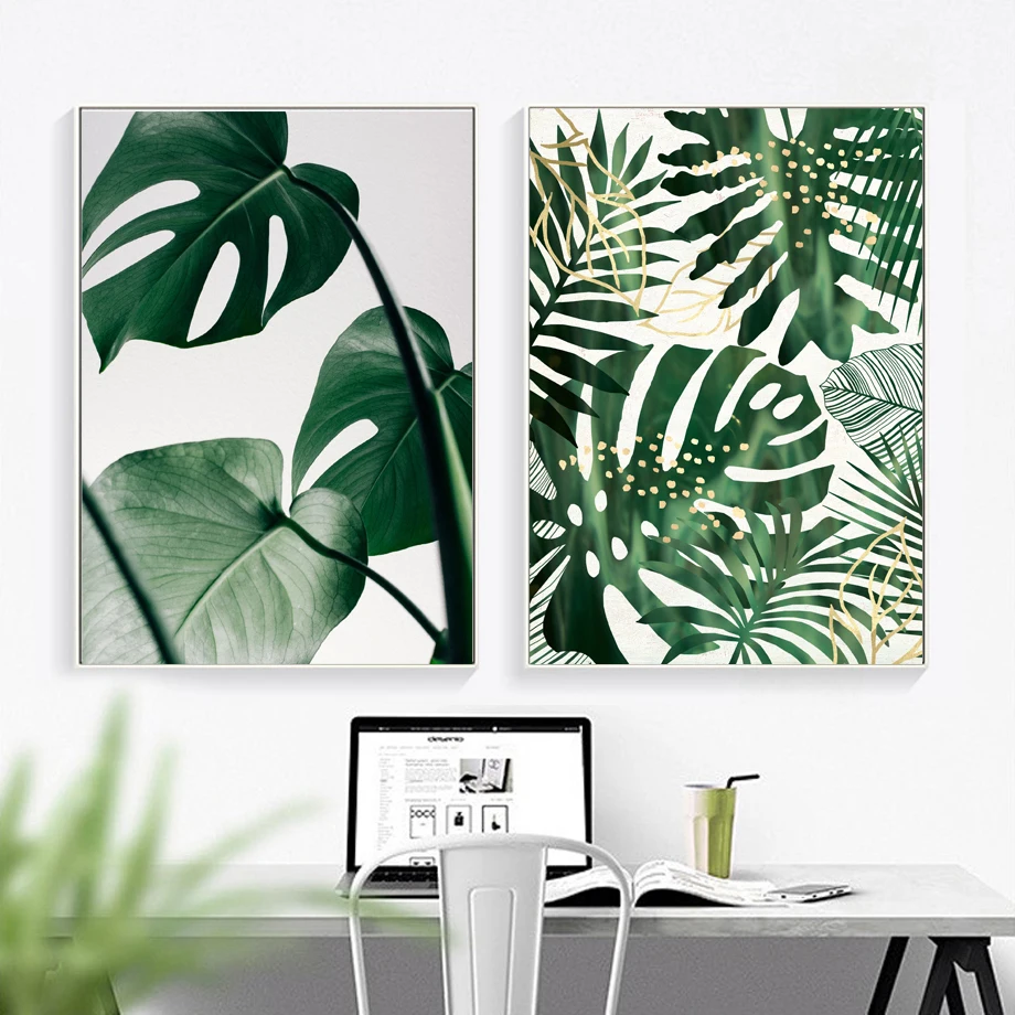 

Monstera Abstract Leaf Wall Art Canvas Painting Nordic Posters And Prints Wall Pictures For Living Room Scandinavian Home Decor