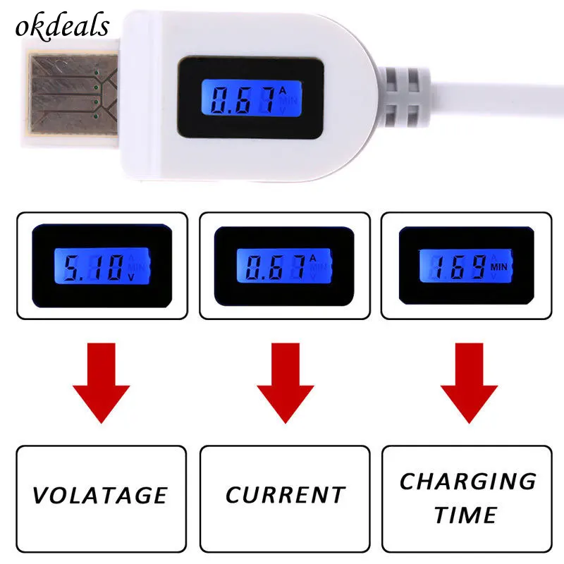 

Hot LCD Digital Indicator Micro USB Data Sync Charging Voltage chargeTime cable