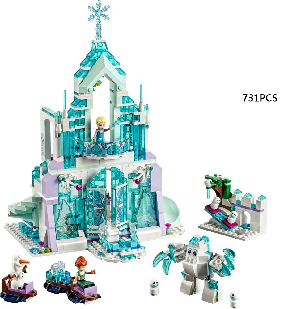 

2018 Hot Fairy Tale Princess Snow Queen Elsa Magical Ice Palace Building Block Anna Castle Bricks Olaf Figure Brick 41148 Toys