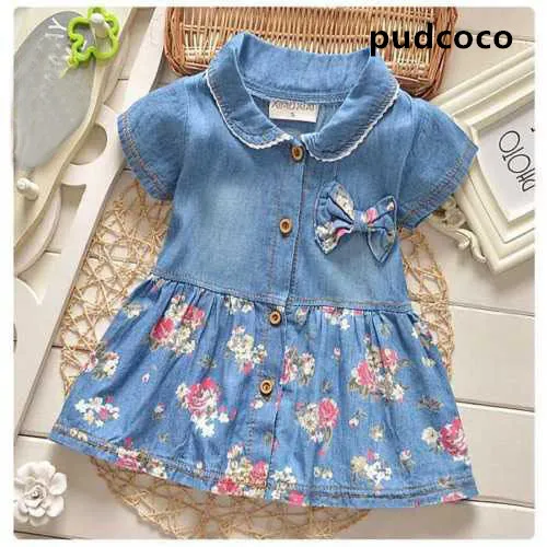 

Girl Dress hot sell fashion dress baby girl cute denim dresses kids casual clothing summer short sleeve print child vestidos