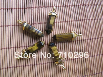 

ew arrived Yellow Tiger eye Gem stone Point Pendants semi precious stone point fit jewelry necklace Pendant 8x32mm