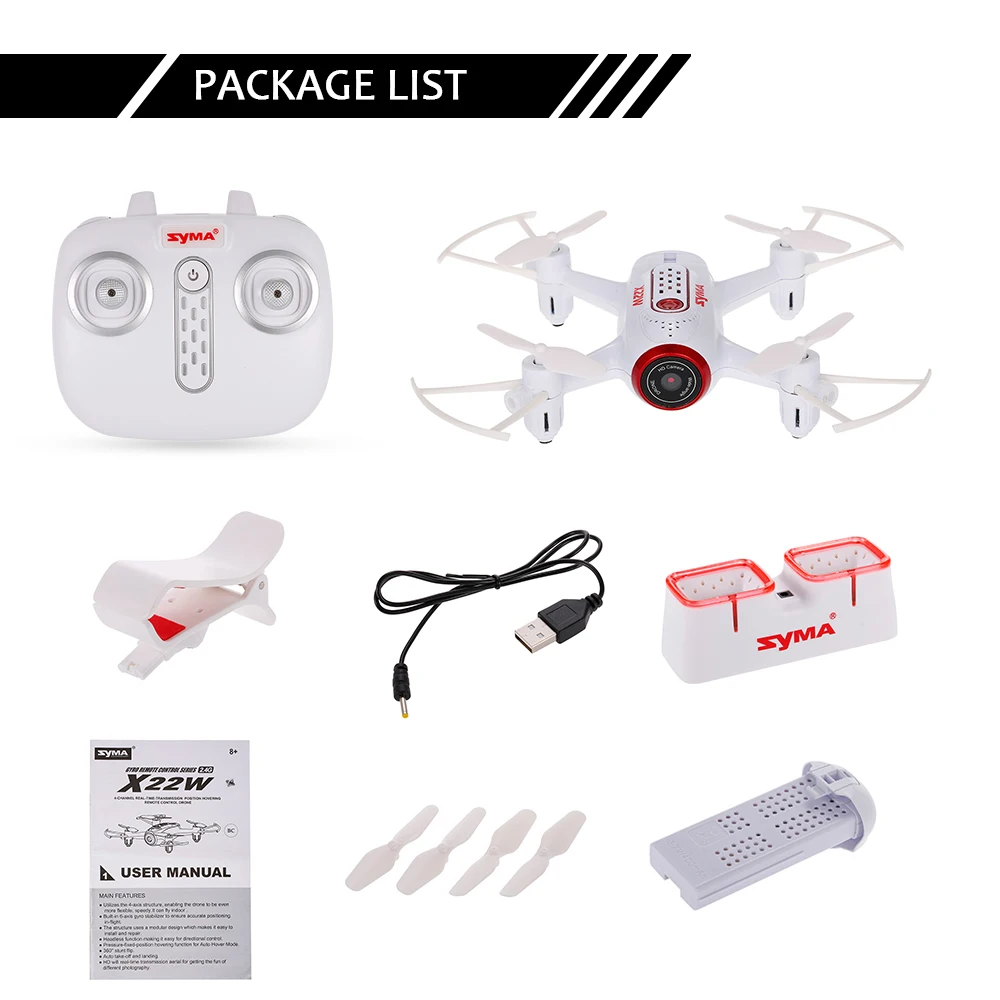 Syma X22W Wi-Fi FPV 0.3MP Camera Drone Selfie Mini Drone 2.4G 4CH 6-Axis Aircraft Altitude Hold RC Quadcopter RTF Dron (1)