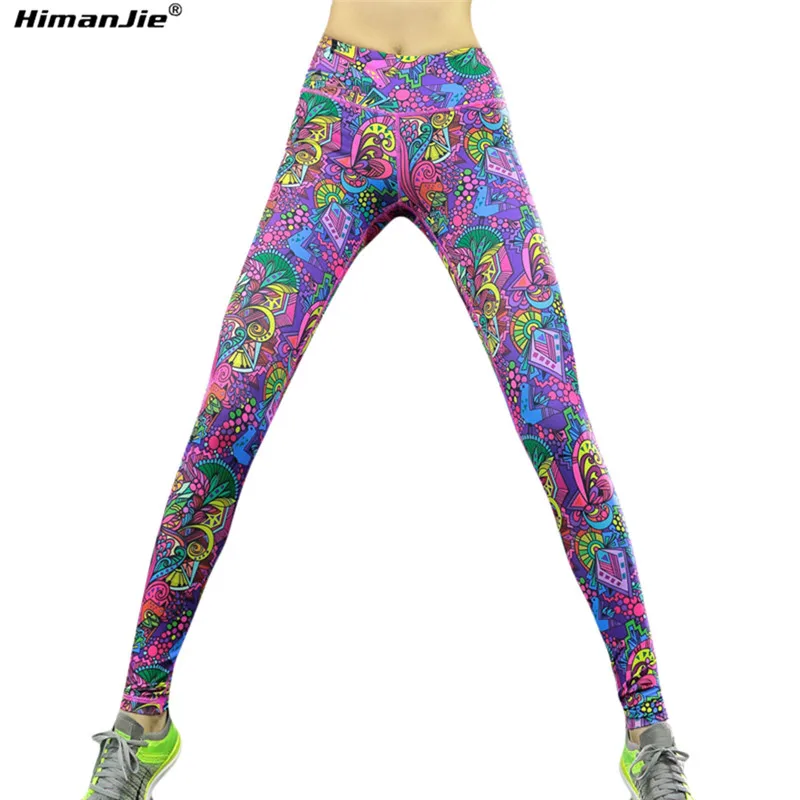 Himanjie 2016 Sports Printed Pants High Waisted High elastic Leggings for Professional Running Workout Fitness Yoga Pant