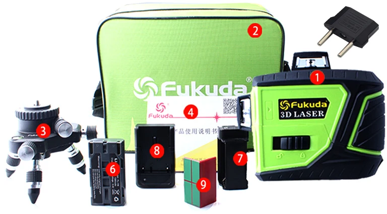 

Fukuda 3D 12Lines laser level green/Red Laser level Self-Leveling 360 Horizontal Vertical Cross Super Powerful