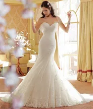 Free Shipping Perfect Design Mermaid Sweetheart Pleat Sweep Train Tulle Wedding Dresses Istanbul With Appliques ST11406