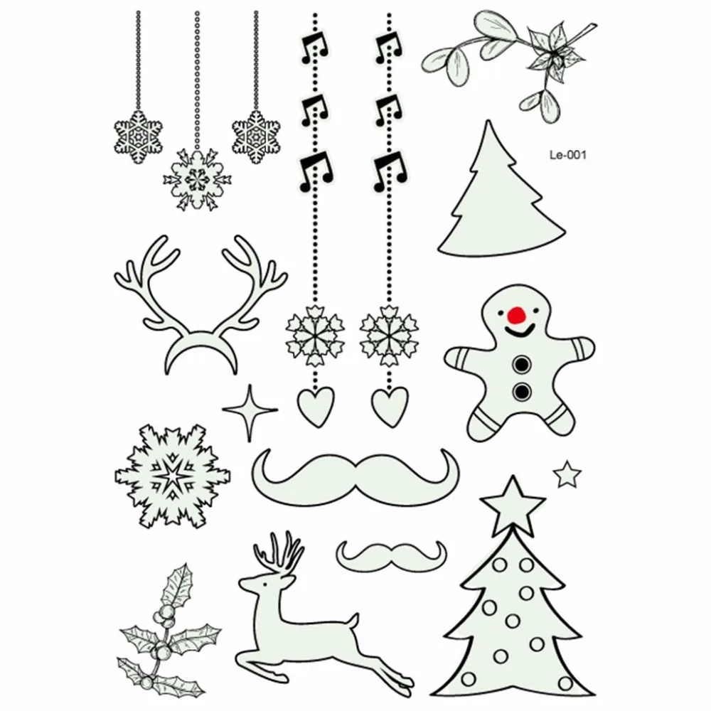 Luminous Tattoo Glow In The Dark Glitter Christmas Flash Fluorescent Stickers 