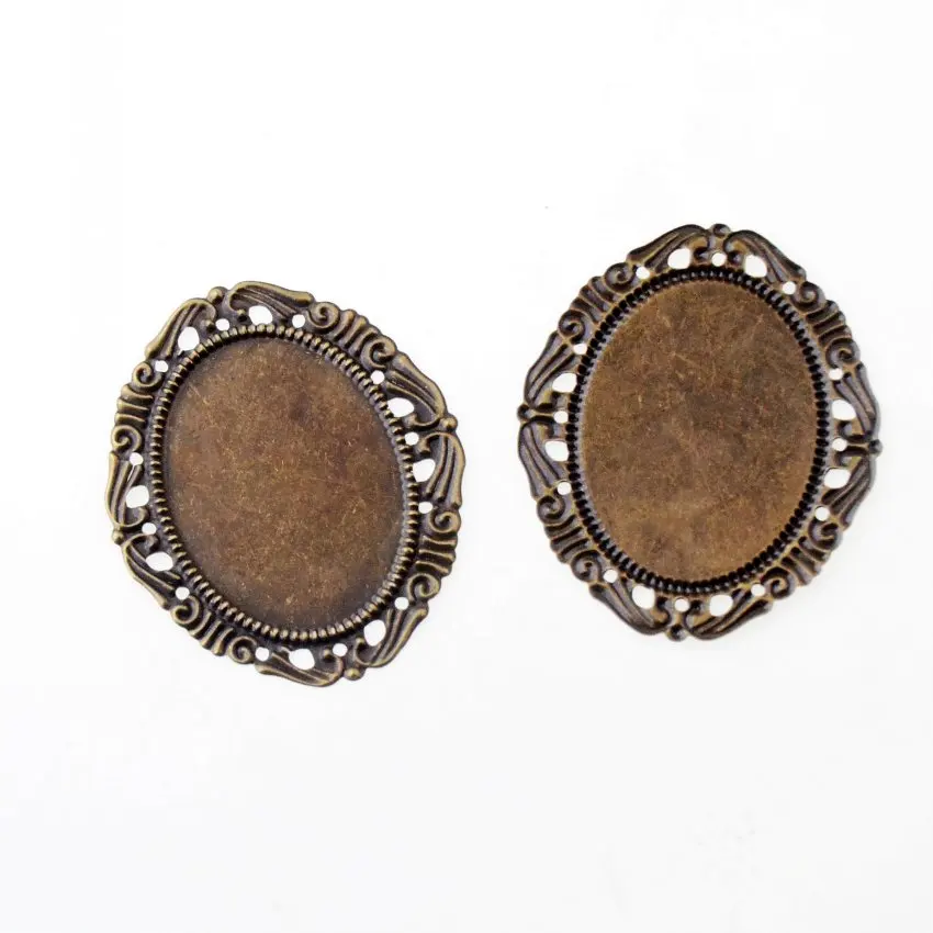 Free shipping 5Pcs Antique Bronze Filigree Oval Cabochon Settings Wraps Connectors Gift Decoration DIY Findings 5.3x 4.4cm F1310 | Украшения