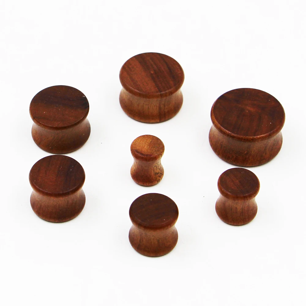 7 sizes Cuibourtia Wood Solid plug gauges Wooden Saddle Ear Gauge Flesh