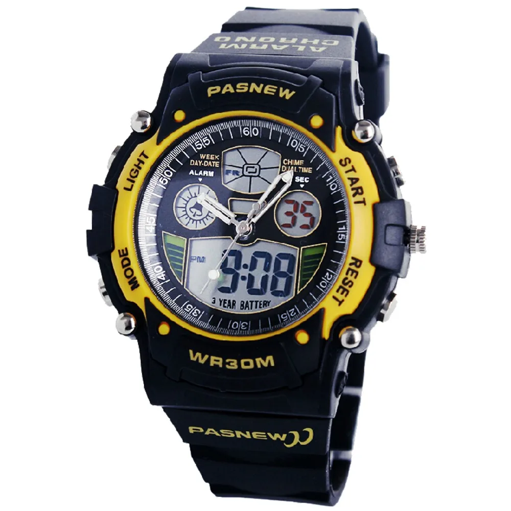 

Top Brand Pasnew Watch Fashion Kids Watch Dual Display Analog Digital Watch Children Sports Watches montre enfant kinder horloge