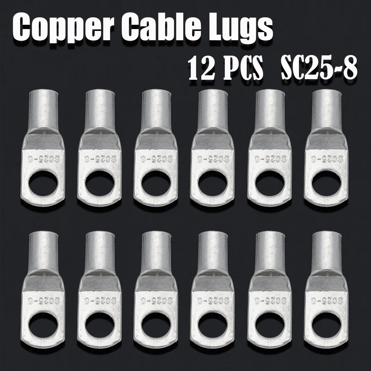 12 Pcs 3AWG Copper Cable Lugs 25 8mm 5/16" Electrical Terminal Block Wire Electrical Supplies
