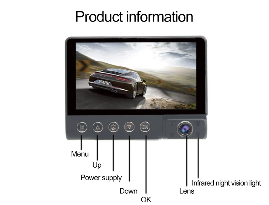4 Инфракрасный светильник, камера для автомобиля, ночное видение, 3 объектива, DVR Full HD, 1080 P, Dashcam, четче в темноте, лучше наслаждаться автомобилем внутри