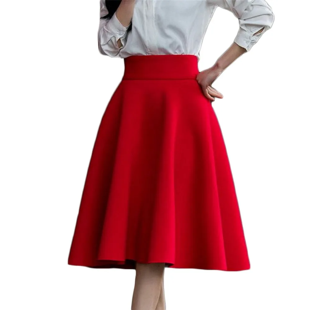Spring Autumn Women Skirts Umbrella Skirt Retro Waisted Body Skirt The