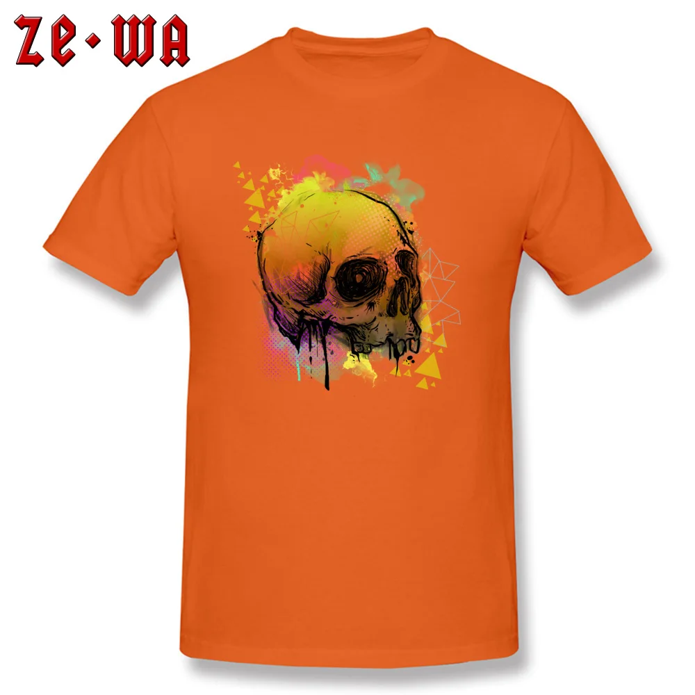 Europe3D Printed Short Sleeve Tops & Tees Summer/Fall Funky O Neck All Cotton Sweatshirts Men T Shirt Calavera  Calavera orange