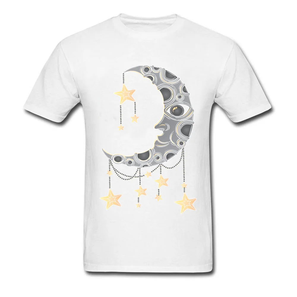 Crescent Moon Tops Shirt Rife Round Neck Printed On Short Sleeve Cotton Men Top T-shirts Cool Tee-Shirt Top Quality Crescent Moon white