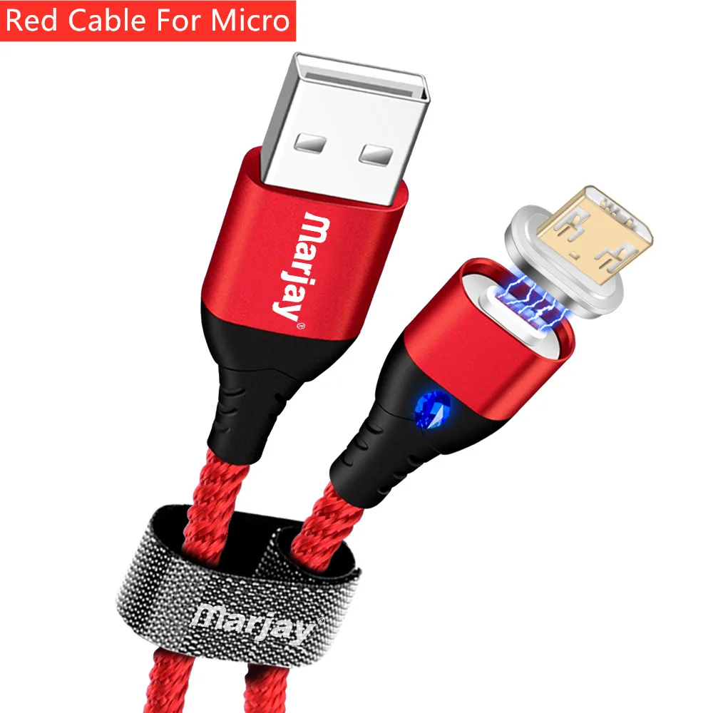 Red For Micro Marjay Магнитный usb-кабель для iphone X Xs Max 3A быстрой зарядки Тип C Магнит Micro USB кабель для samsung S8 S9 Xiaomi huawei - Цвет: Red For Micro