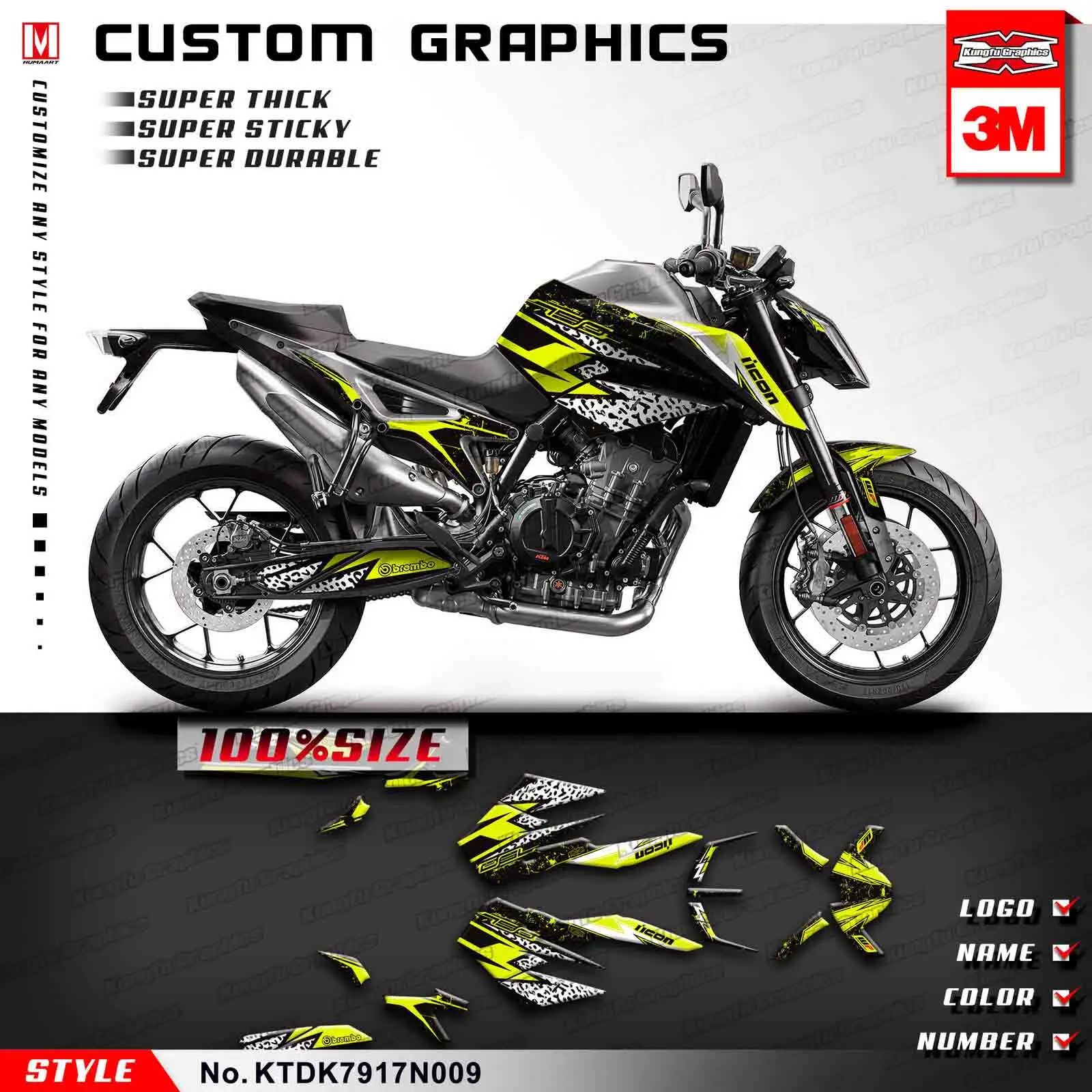 И рисунком «кунг-фу» Графика полные Обёрточная бумага комплект мотоцикла виниловые наклейки желтого цвета для KTM DUKE 790 Стиль нет. KTDK7917N009 - Цвет: No seat cowl decal