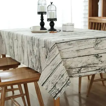 

American country Retro Wood Grain Tablecloth Cotton Linen Fabric Coffee Dinner Table Cloth Cover Home Decoration for Table