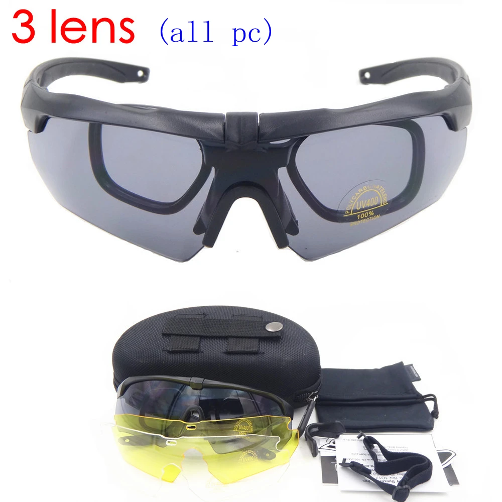 Поляризационные военные очки TR90, 3/5 линзы, Баллистические военные спортивные мужские солнцезащитные очки, армейские пуленепробиваемые очки, солнцезащитные очки для стрельбы - Цвет: 1a