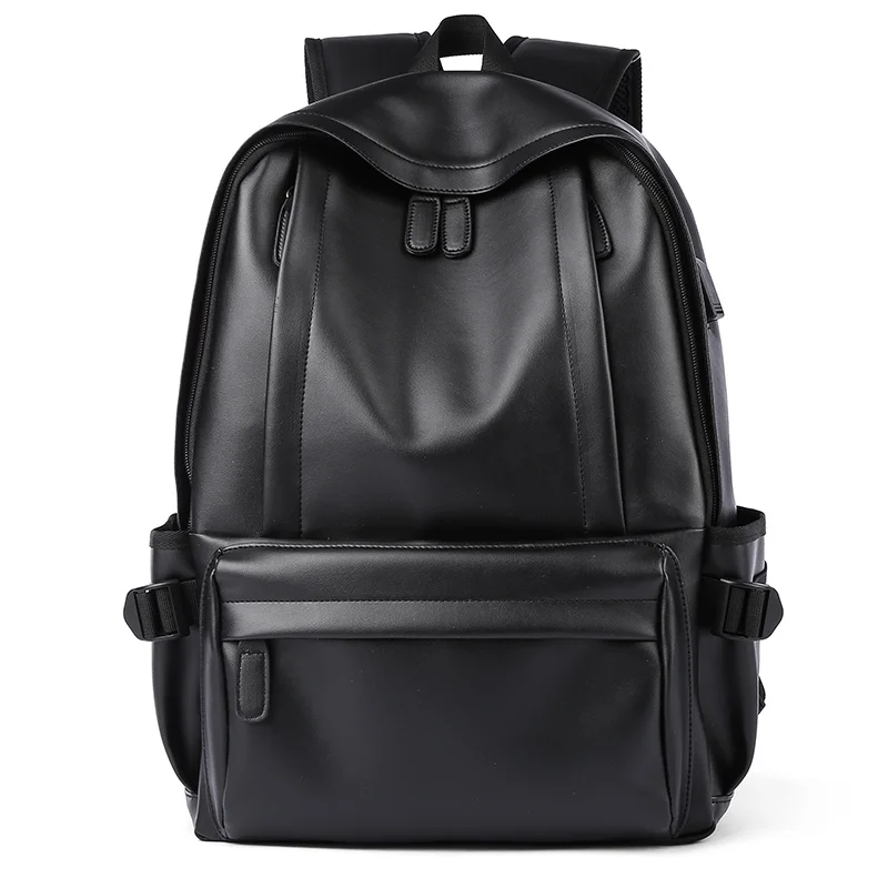 MOYYI горячая Распродажа водонепроницаемый 14 дюймовый рюкзак для ноутбука, мужские кожаные рюкзаки для подростков, повседневные Рюкзаки для путешествий, мужские рюкзаки - Цвет: Black