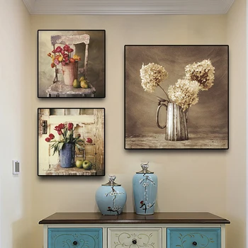 

Vintge Fruit Flower Posters and Prints Tulips Oil Painting on Canvas Scandinavian Wall Pop Art Picture Kitchen Room Coffee Decor