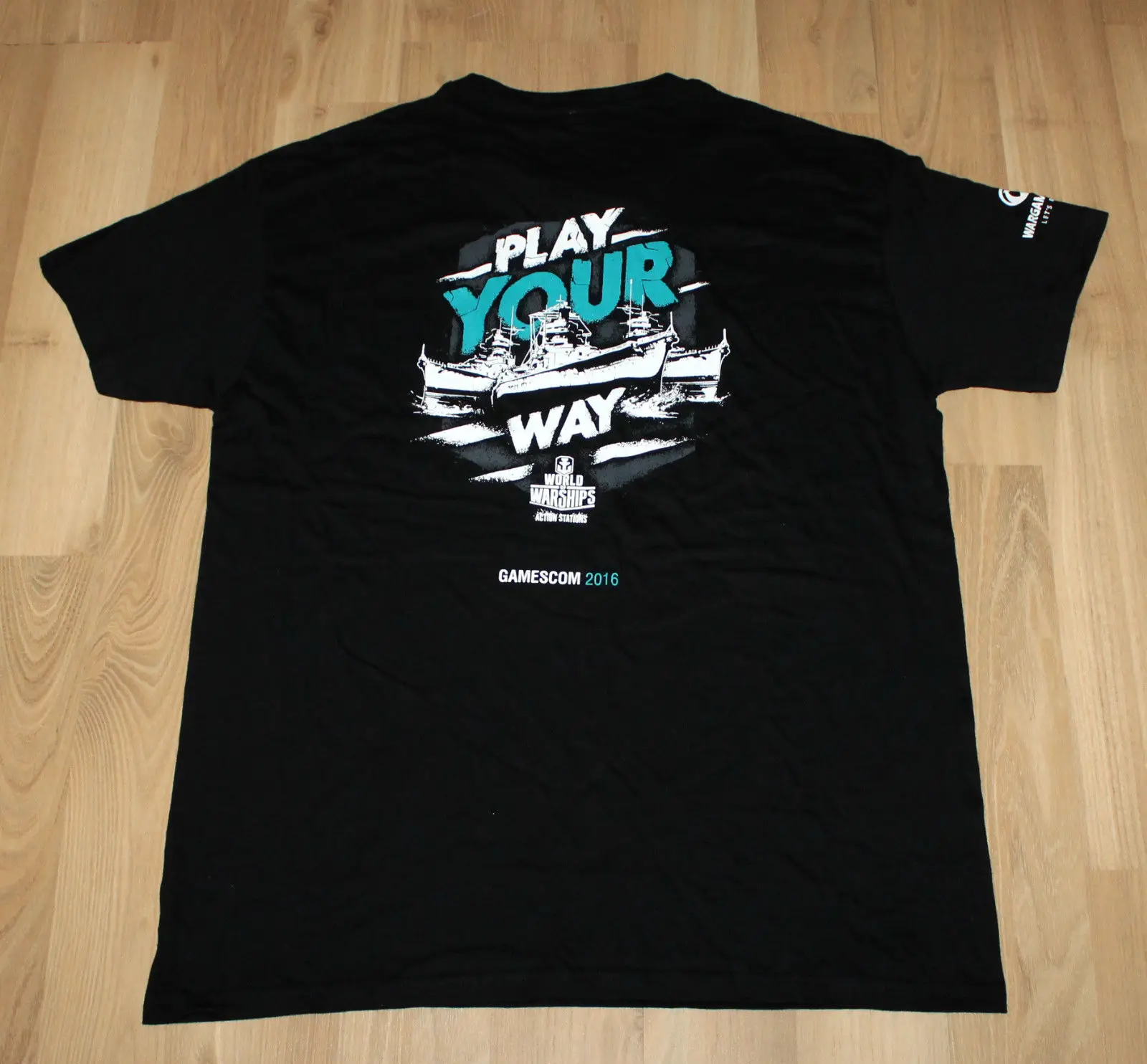 Wargaming World of Warships Tanks Promo camiseta de Gamescom 2016 tamaño L algodón clásico hombres cuello redondo manga corta