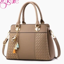 Gusure роскошные сумки для женщин сумка через плечо с кисточкой Висячие большой емкости Женские сумки на плечо вышивка Tote Sac основной