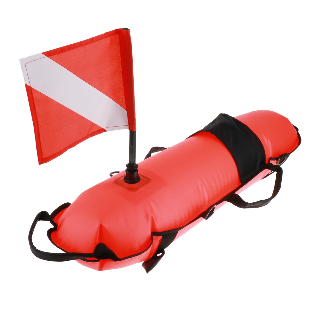 1 Set Torpedo Shape Water Surface Marker Buoy with Flag Scuba Diving Signal Float Directive Buoy Flag for Flatable Boat Dinghy