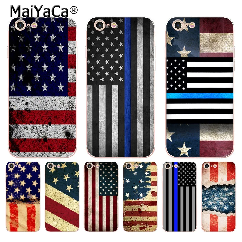 MaiYaCa тонкие синие линии американский флаг США Мягкий ТПУ чехол для телефона iPhone 8 7