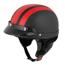 TOYL Rosso Nero Faux Leather Coated della Protezione Del Motociclo Mezzo Casco Scoop Visiera