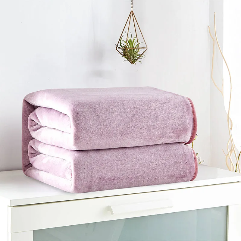Полиэстер сплошной цвет толстый плюшевое одеяло выбрасывает Фланелевое мягкое теплое Флисовое одеяло s для самолета/дивана/постельных принадлежностей
