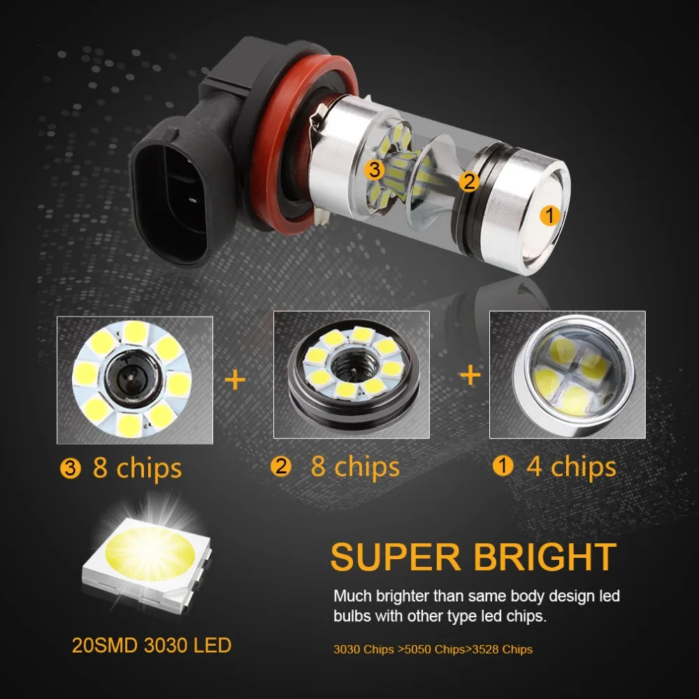  H8 H11 LED Bulbs HB4 9006 HB3 9005 Fog Lights Driving 3030SMD Tail Lamp Car Light parking 1250LM 12 - 32755259389