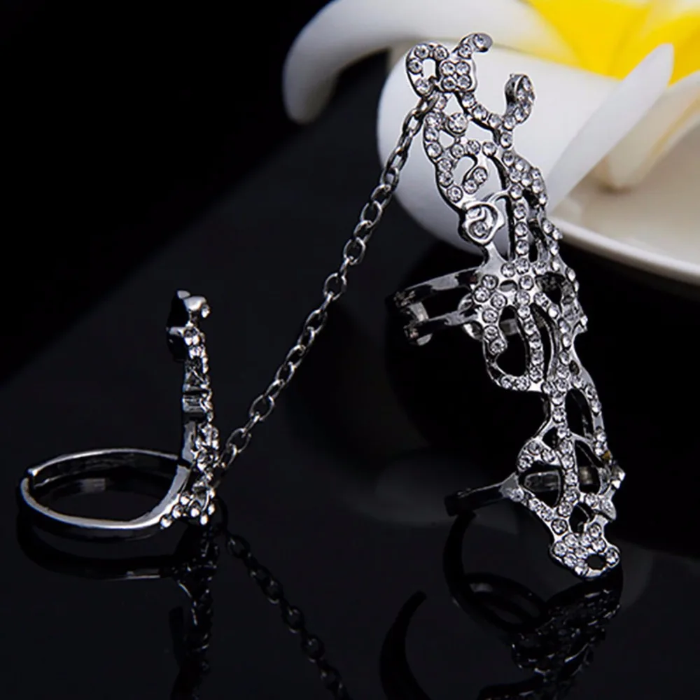 Finger Ring Silver Plated Gold Multiple Finger Stack Knuckle Band Crystal Flower Ring Women's Fashion Jewelry Gift 1Pc