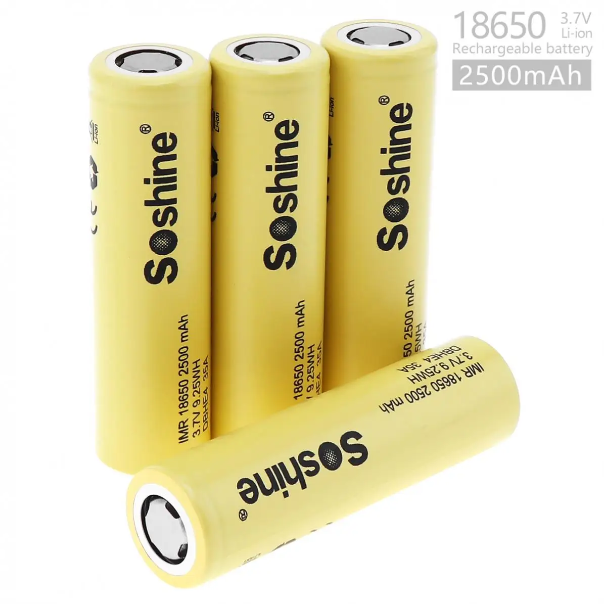 Buy Soshine 4pcs 2500mAh DBHE4 35A 3.7V 9.25WH IMR