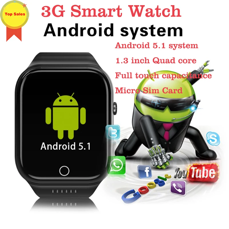 For men business 3G Smart Watch GPS WIFI Android 5.1 OS MTK6580 Bluetooth 4.0 600mAh battery long standby phone Smart Watch gift