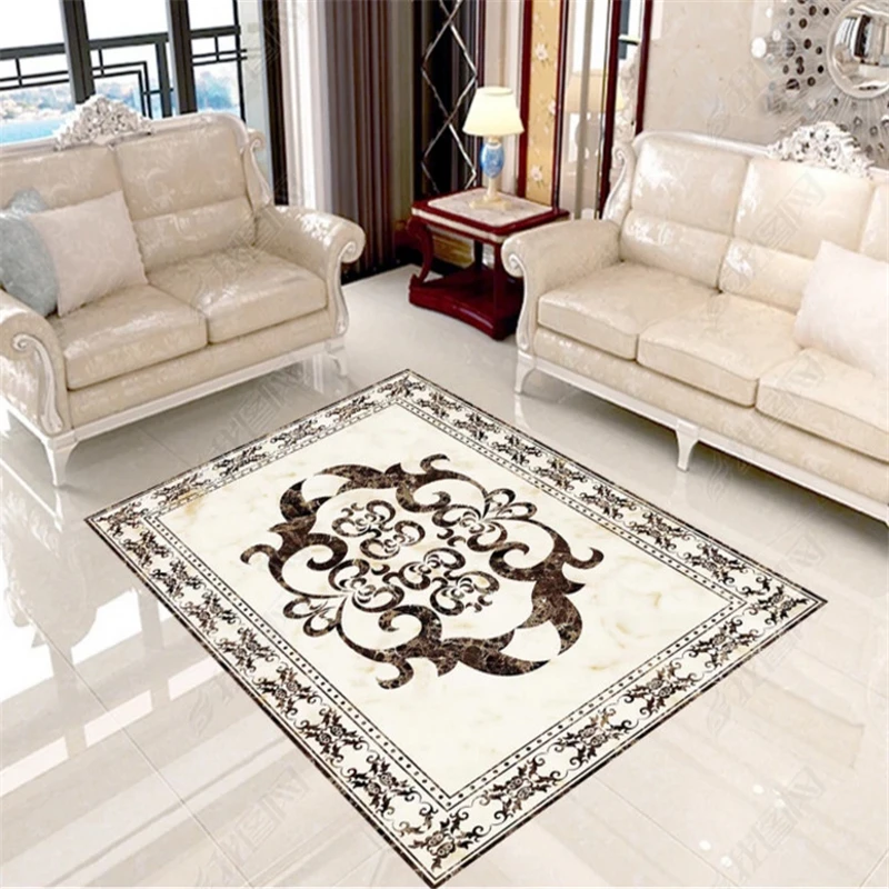 beibehang Custom size PVC Marble mosaic tile retro European classic three-dimensional Chinese floor painting wallpaper behang