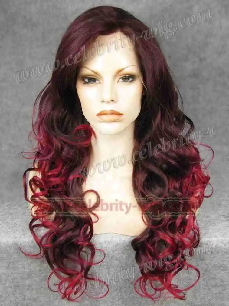 

N5-4/Burg2 High quality with cheap price synthetic lace front red ombre cosplay wig
