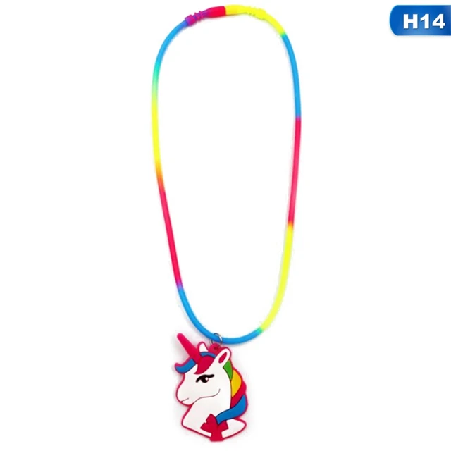 Rainbow Unicorn Pendant Rubber Necklaces Accessories