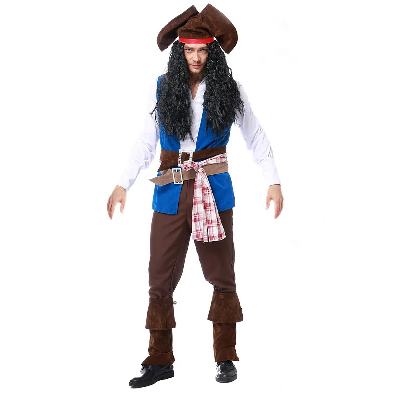 

Man Pirate Jack Cosplay Costumes Pirates Of The Caribbean Halloween Disfraces Game Male Clothing Fashion Plus Size