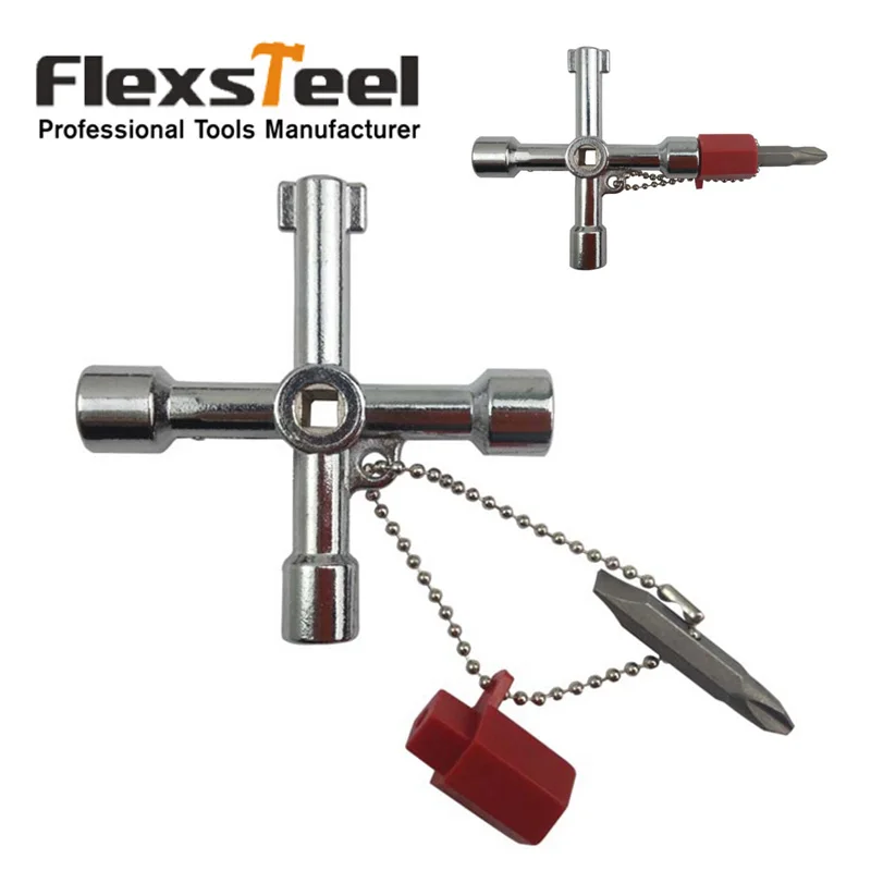

Flexsteel 5 In 1 Cross Socket Switch Key Wrench Square Train Electrical Cupboard Box Elevator with Double End Screwdriver Bit