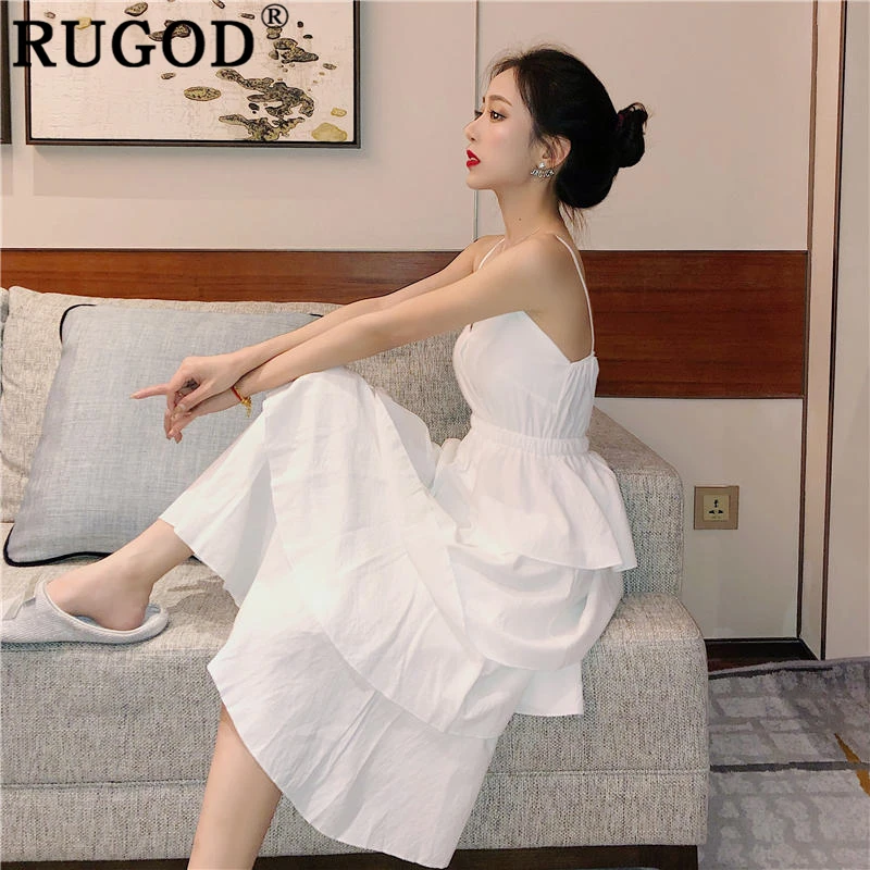 Женское платье торт RUGOD Элегантное Длинное Платье на бретельках с рюшами и